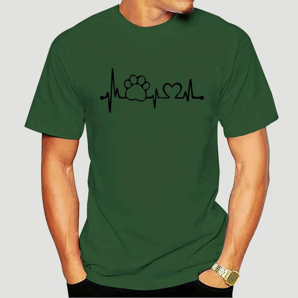 Green Heartbeat Lifeline Dog Men T-Shirt Casual Funny Foot For Guy Boy Hipster - Trendypet's Zone