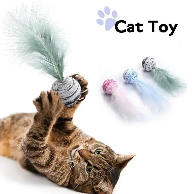 Green Interactive Cat Toy Star Texture Feather Foam Ball TRENDYPET'S ZONE