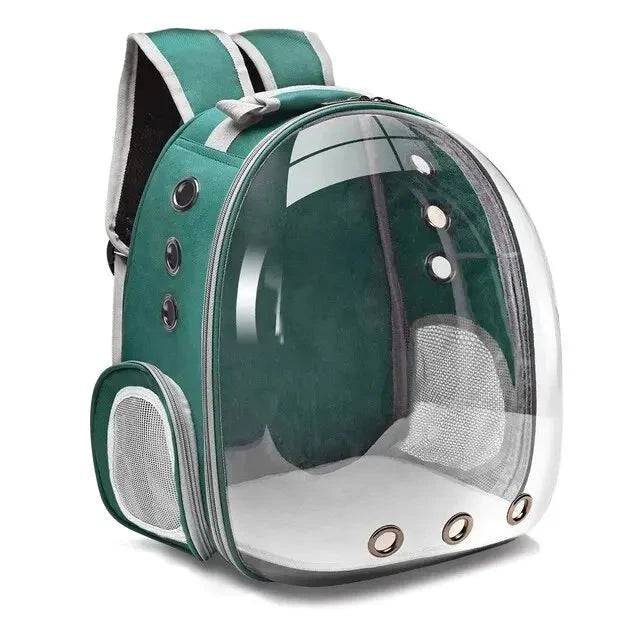 Green Pet Carrier Backpack Transparent Capsule Bubble Backpack Small Animal Puppy Kitten Breathable Carrier for Travel - Trendypet's Zone