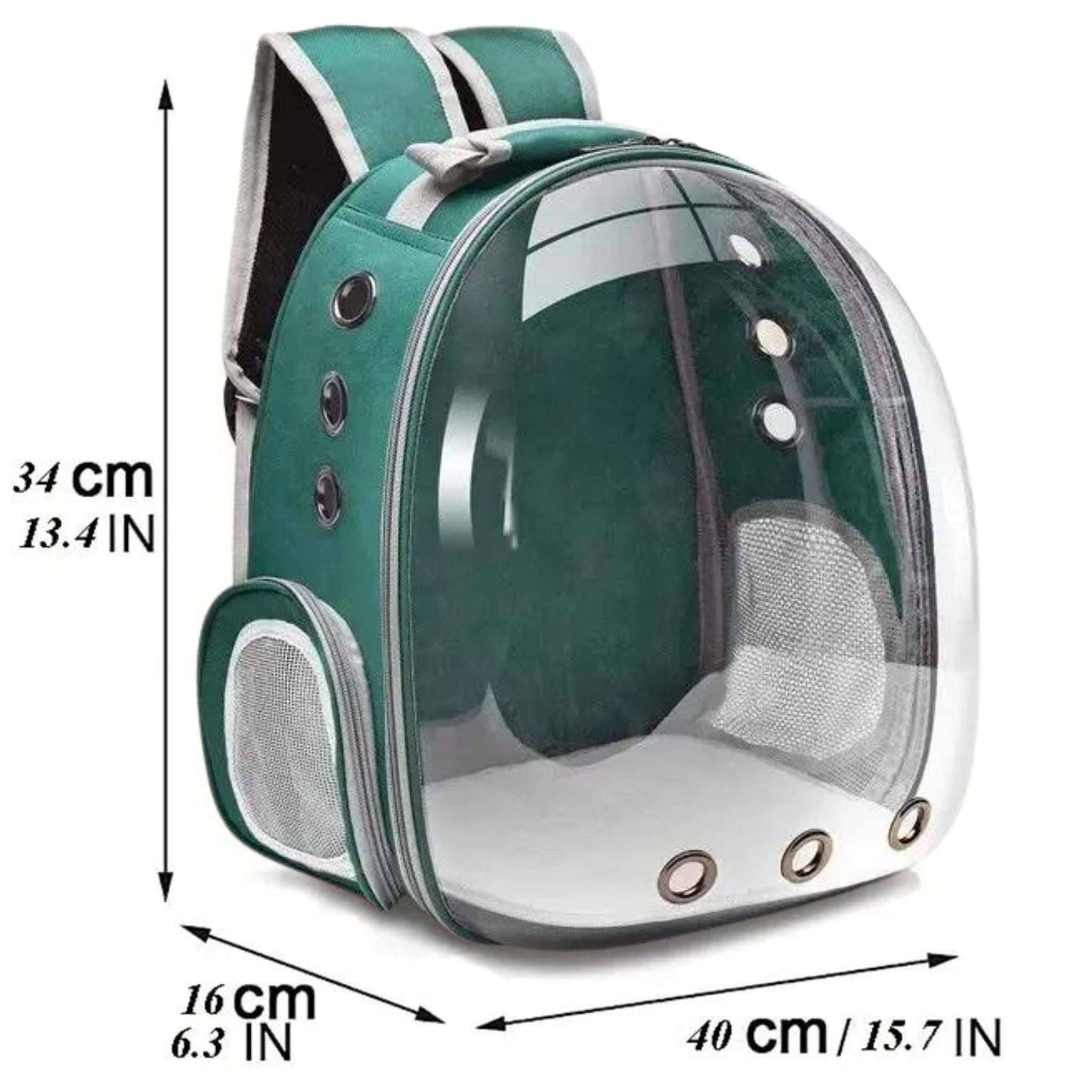 Green Pet Carrier Backpack Transparent Capsule Bubble Backpack Small Animal Puppy Kitten Breathable Carrier for Travel - Trendypet's Zone