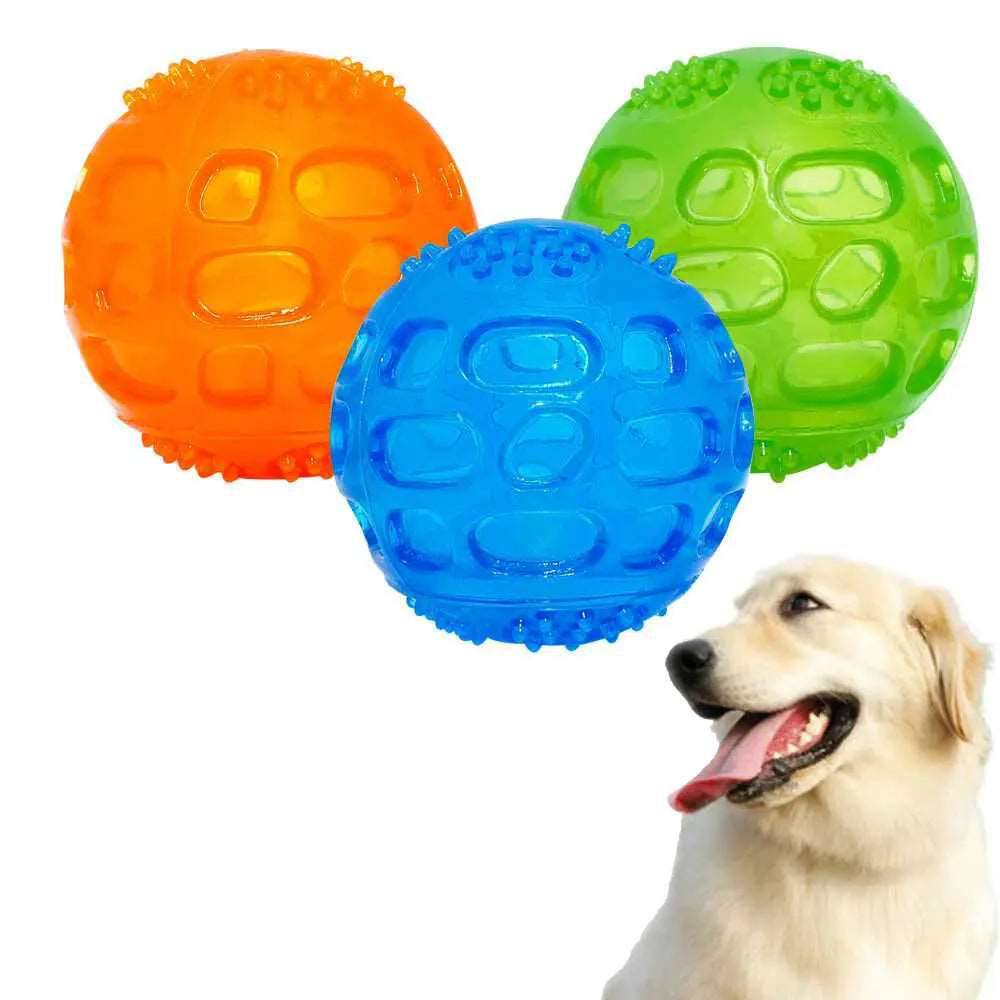 Green Pet Dog Puppy Sounding Toy Squeaky Tooth Cleaning Ball Playing Pet Teeth Chew Rubber Toy Float Funny Pet Dental Care Accessories TRENDYPET'S ZONE