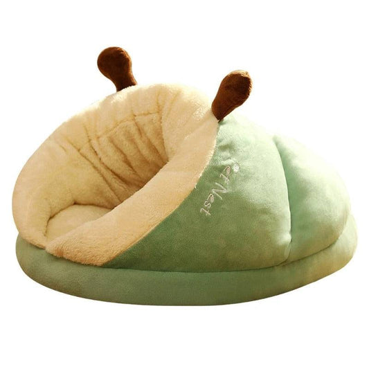 Green Pet Kennel Cats House Semi Enclosed Winter Warm Thick Slippers Pads Soft And Washable Portable Nest TRENDYPET'S ZONE