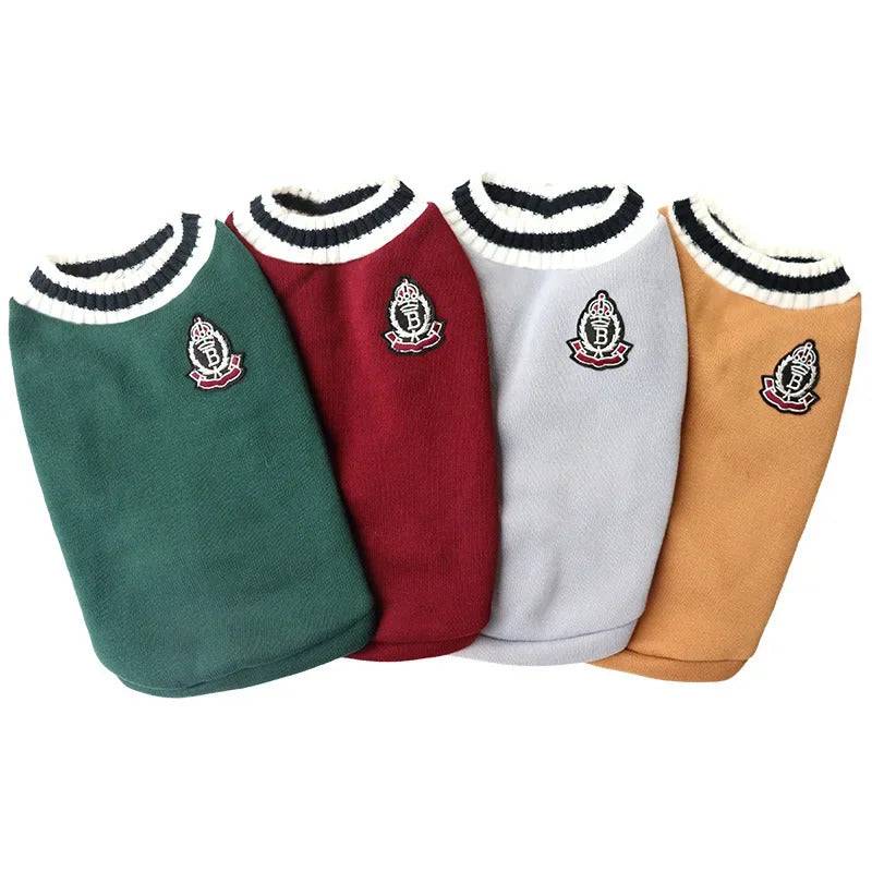 Green Preppy Style V-Neck Dog Sweater Warm Winter Pet Cloth TRENDYPET'S ZONE