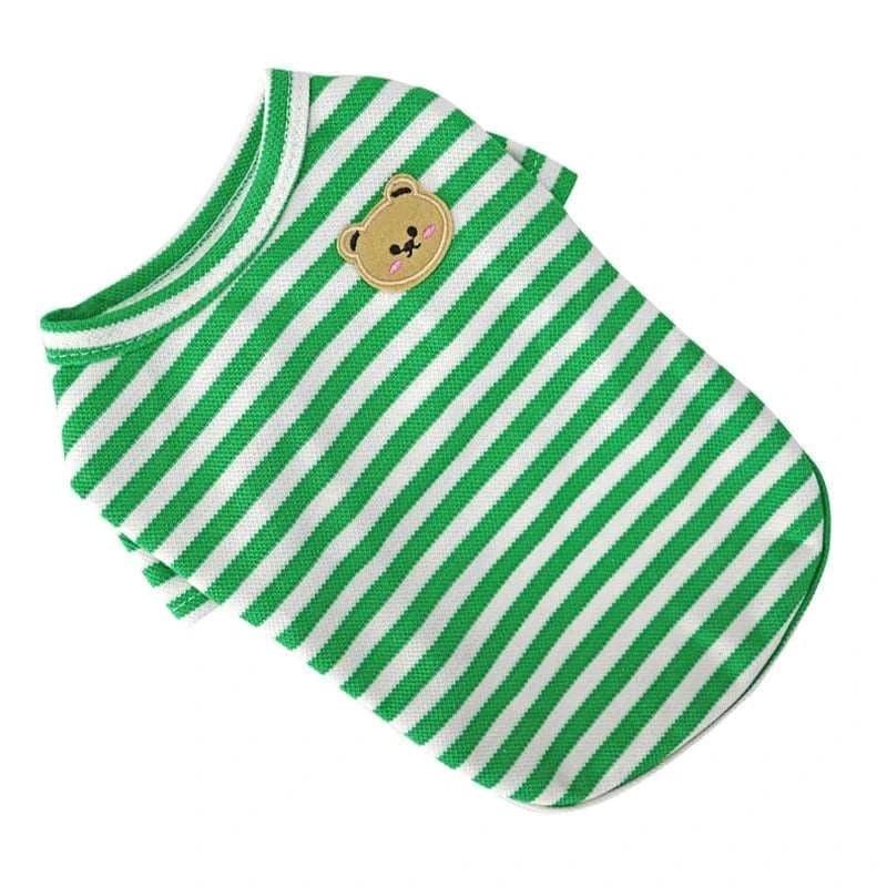 Green Summer Clothes for Small Dogs Fashion T-Shirt Bear Print Puppy Thin Strip Vest Pet Clothes TRENDYPET'S ZONE