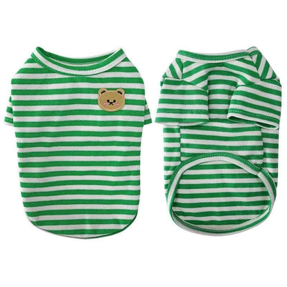 Green Summer Clothes for Small Dogs Fashion T-Shirt Bear Print Puppy Thin Strip Vest Pet Clothes TRENDYPET'S ZONE