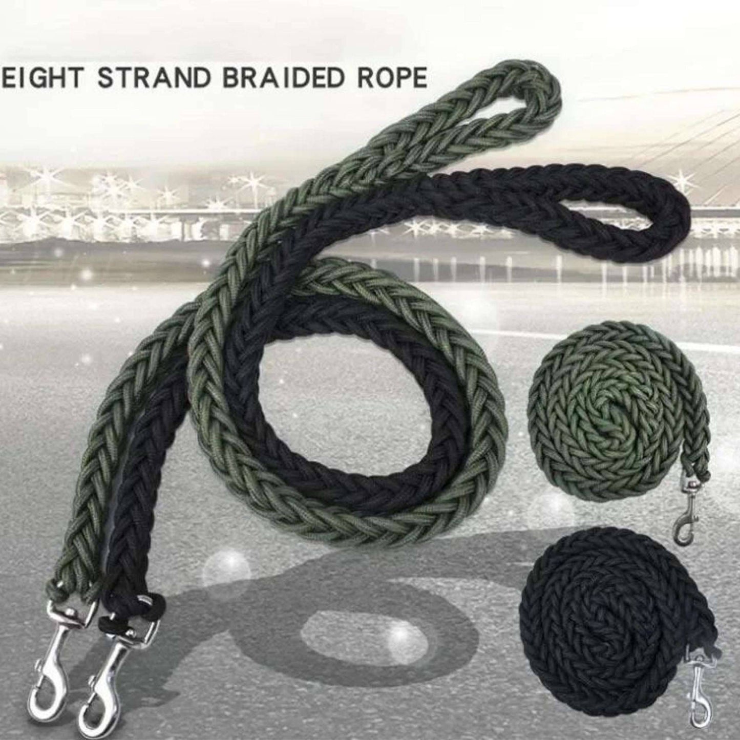 Green Super Strong Coarse Nylon Dog Leash Double Row Adjustable Collar For Medium Large Dogs TRENDYPET'S ZONE