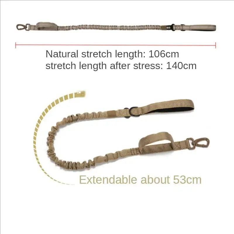 Green Tactical Dog Leash Elastic Dog Strap NO PULL Nylon Reflective Lead Traction Rope Training Walking Hunting Durable Dog Leash Line TRENDYPET'S ZONE