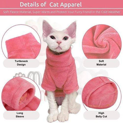 Green Turtleneck Cat Sweater Coat Winter Warm Hairless Cat Clothes Soft Fluff Pullover Shirt Pet Clothing - Trendypet's Zone