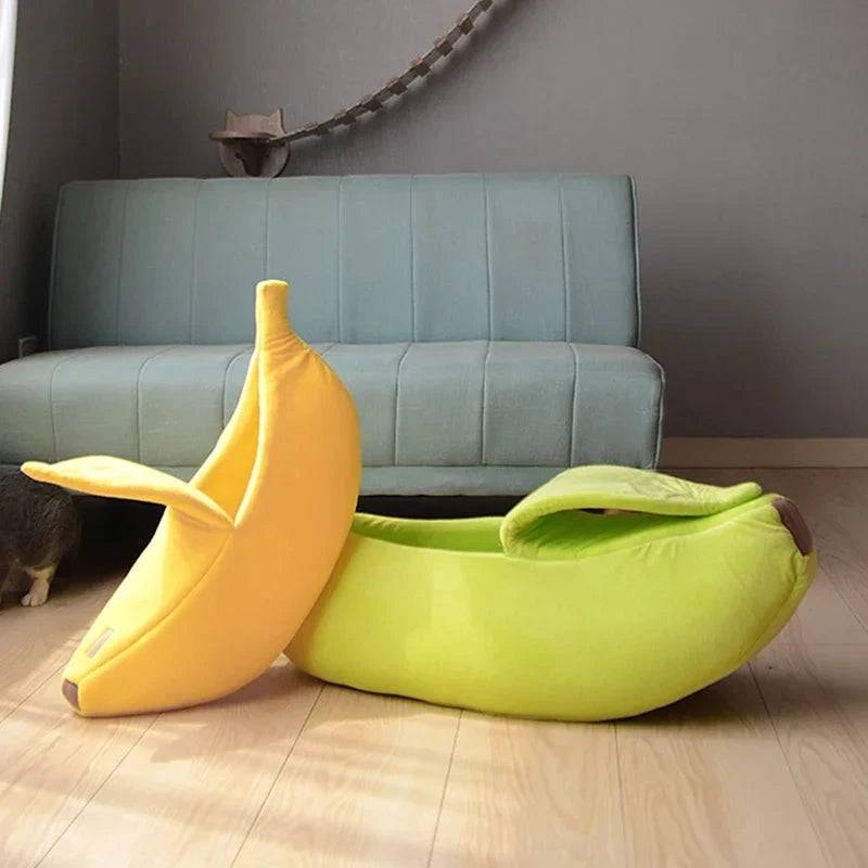 Green Warm Banana Shaped Cat Bed Cozy Basket Kittens Cushion Kennel Pet Sleeping Mat Bed TRENDYPET'S ZONE