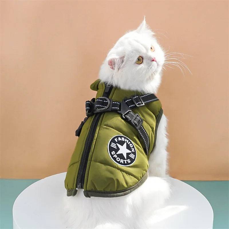 Green Winter Pet Clothes For Small Large Dogs Warm Fleece Jacket Waterproof With Harness Clothing Puppy Costume TRENDYPET'S ZONE