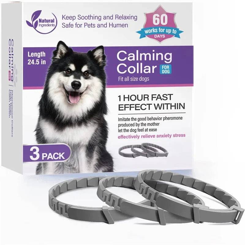 Grey Dog Calming Collar 3Packs/60Days Relieve Anxiety Protection Retractable Collars For Puppy to Large Dogs - Trendypet's Zone