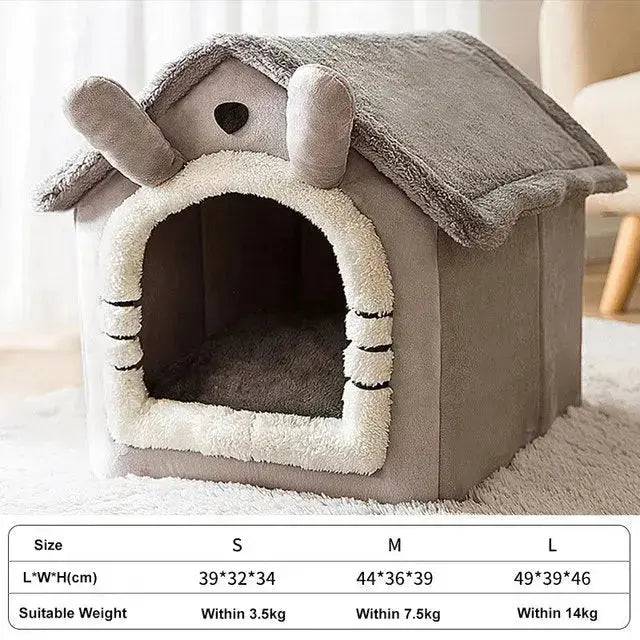 Grey Foldable House Kennel Bed Mat Basket Cave Sofa TRENDYPET'S ZONE