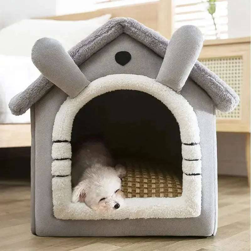 Grey Foldable House Kennel Bed Mat Basket Cave Sofa TRENDYPET'S ZONE