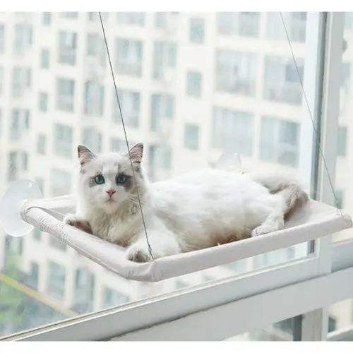 Grey Hanging Cat Bed Pet Cat Hammock Aerial Cats Bed House Kitten Climbing Frame Sunny Window Seat Nest Bearing 20kg Pet Accessories TRENDYPET'S ZONE