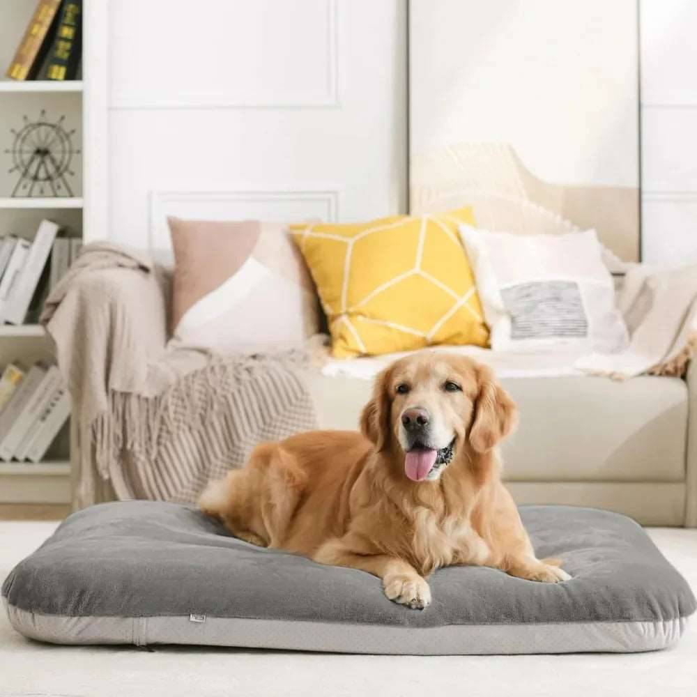 Grey Orthopedic Foam Dog Bed with Removable and Washable Cover for Large Dogs, Anti-Slip Bottom Jumbo Size 47" x 39" x 4" - Trendypet's Zone