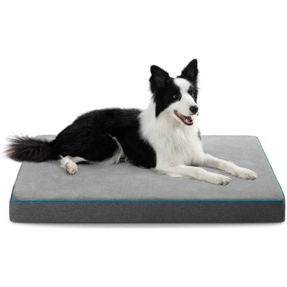 Grey Orthopedic Waterproof Dog Bed with Removable Washable Cover and Nonskid Bottom for Crate, Memory Foam XL Size 41" x 29" × 3.5" TRENDYPET'S ZONE