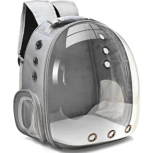 Grey Pet Carrier Backpack Transparent Capsule Bubble Backpack Small Animal Puppy Kitten Breathable Carrier for Travel - Trendypet's Zone