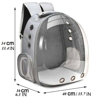 Grey Pet Carrier Backpack Transparent Capsule Bubble Backpack Small Animal Puppy Kitten Breathable Carrier for Travel TRENDYPET'S ZONE