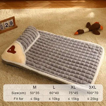 Grey Pet Mat for Winter Luxury Pad for Small Medium Large Dogs Cats Plaid Fluff Sleeping Removable Washable Pet Bed - Trendypet's Zone