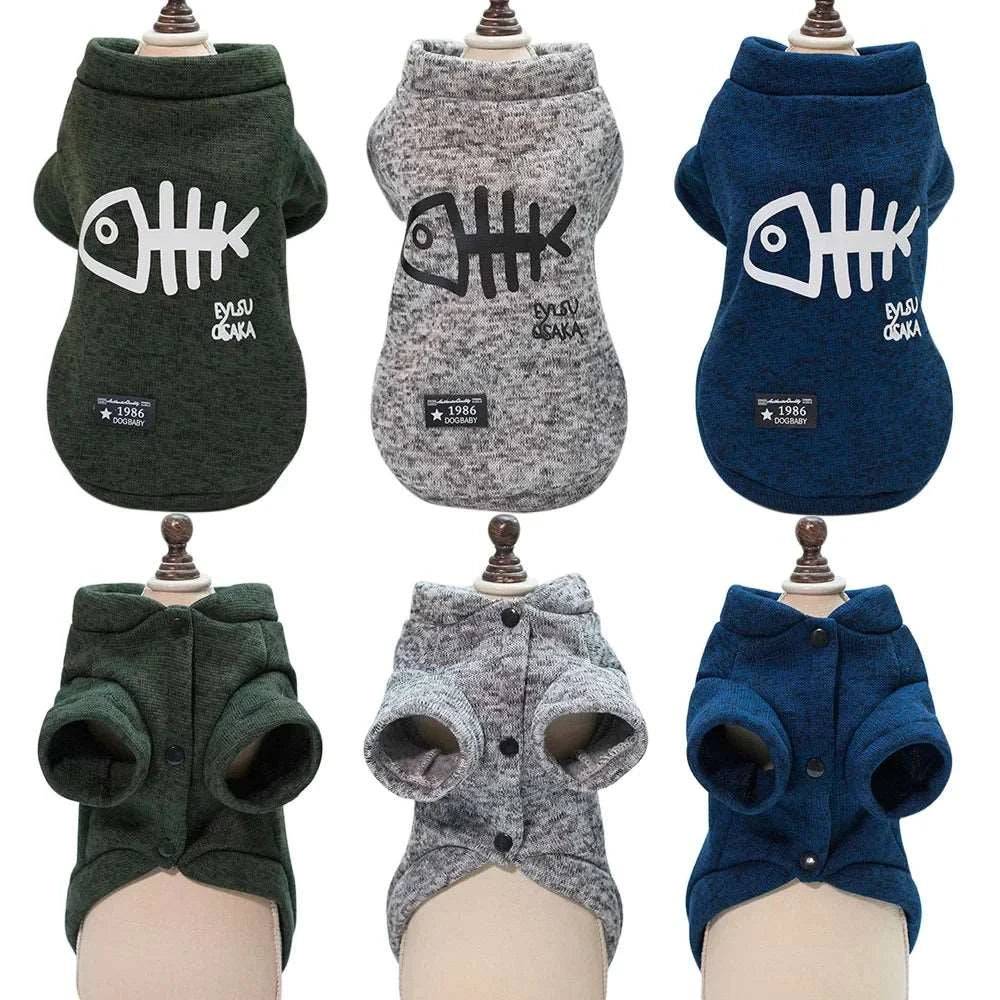 Grey Winter Clothes For Small Medium Pet Cat Dog Clothing Hoodies Outfits Coats Jackets Costumes Sweatshirts TRENDYPET'S ZONE