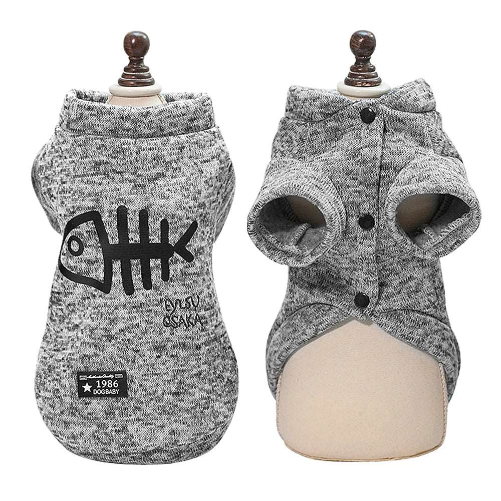 Grey Winter Clothes For Small Medium Pet Cat Dog Clothing Hoodies Outfits Coats Jackets Costumes Sweatshirts TRENDYPET'S ZONE