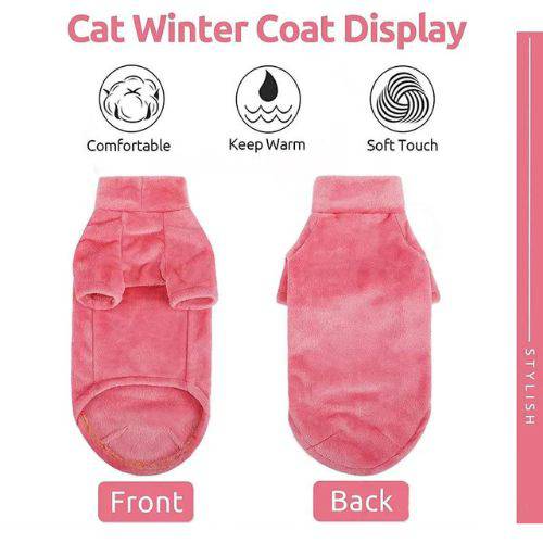 Haze Blue Turtleneck Cat Sweater Coat Winter Warm Hairless Cat Clothes Soft Fluff Pullover Shirt Pet Clothing - Trendypet's Zone