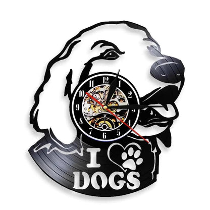 I Love Dog Labrador Head Silhouette 3D Wall Lovely Dog Puppy Vinyl Record (LED) Wall Time Clock Unique Gift For Dog Lovers - Trendypet's Zone