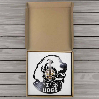 I Love Dog Labrador Head Silhouette 3D Wall Lovely Dog Puppy Vinyl Record (LED) Wall Time Clock Unique Gift For Dog Lovers - Trendypet's Zone