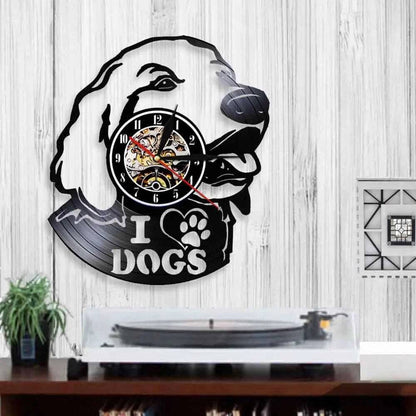 I Love Dog Labrador Head Silhouette 3D Wall Lovely Dog Puppy Vinyl Record (LED) Wall Time Clock Unique Gift For Dog Lovers - Trendypet's Zone