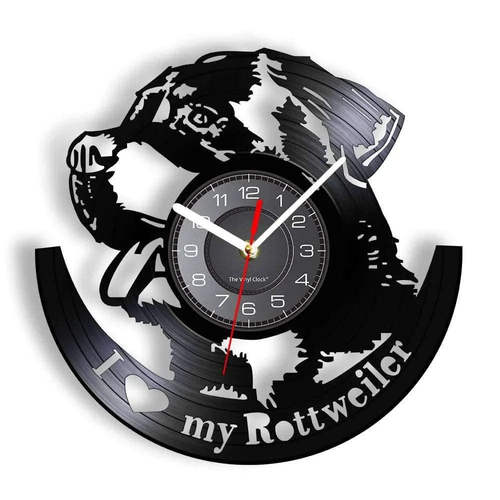 I Love My Rottweiler Rottie Love Home Art Decor Wall Clock (WITHOUT LED) Dog Breed Rottweiler Vinyl Record Wall Clock - Trendypet's Zone