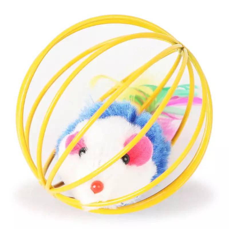 Interactive Cat Teaser Toy Colorful Mouse in Metal Cage TRENDYPET'S ZONE