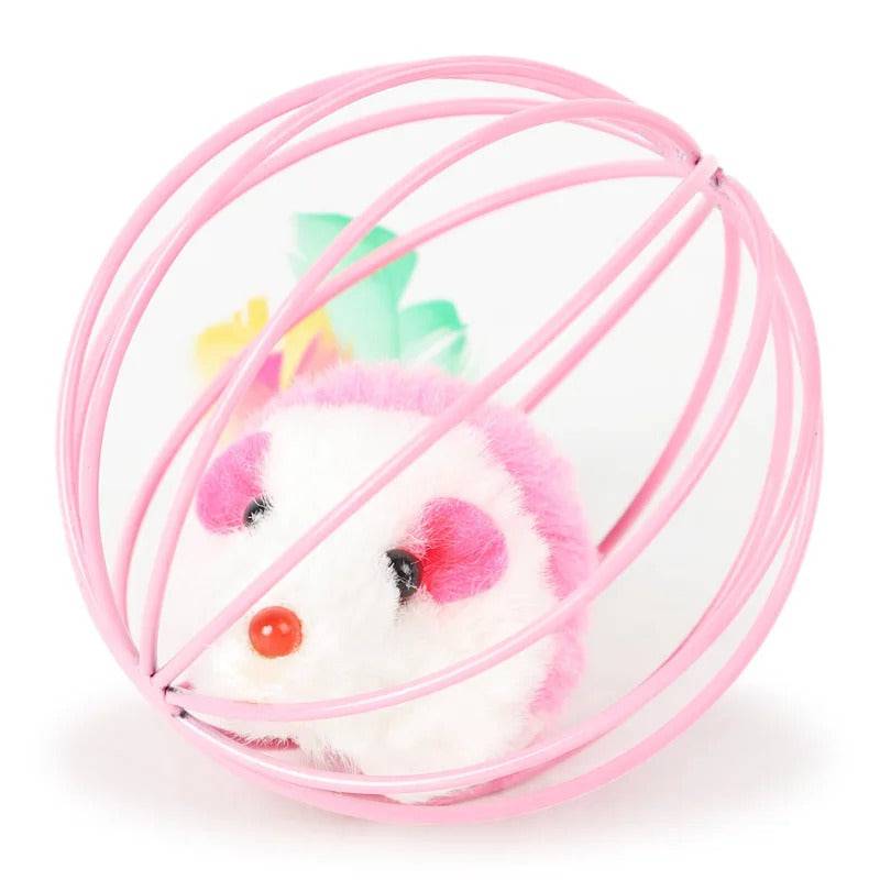 Interactive Cat Teaser Toy Colorful Mouse in Metal Cage TRENDYPET'S ZONE