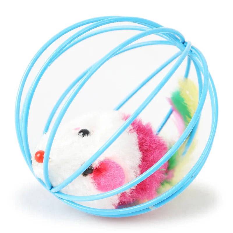 Interactive Cat Teaser Toy Colorful Mouse in Metal Cage TRENDYPET'S ZONE