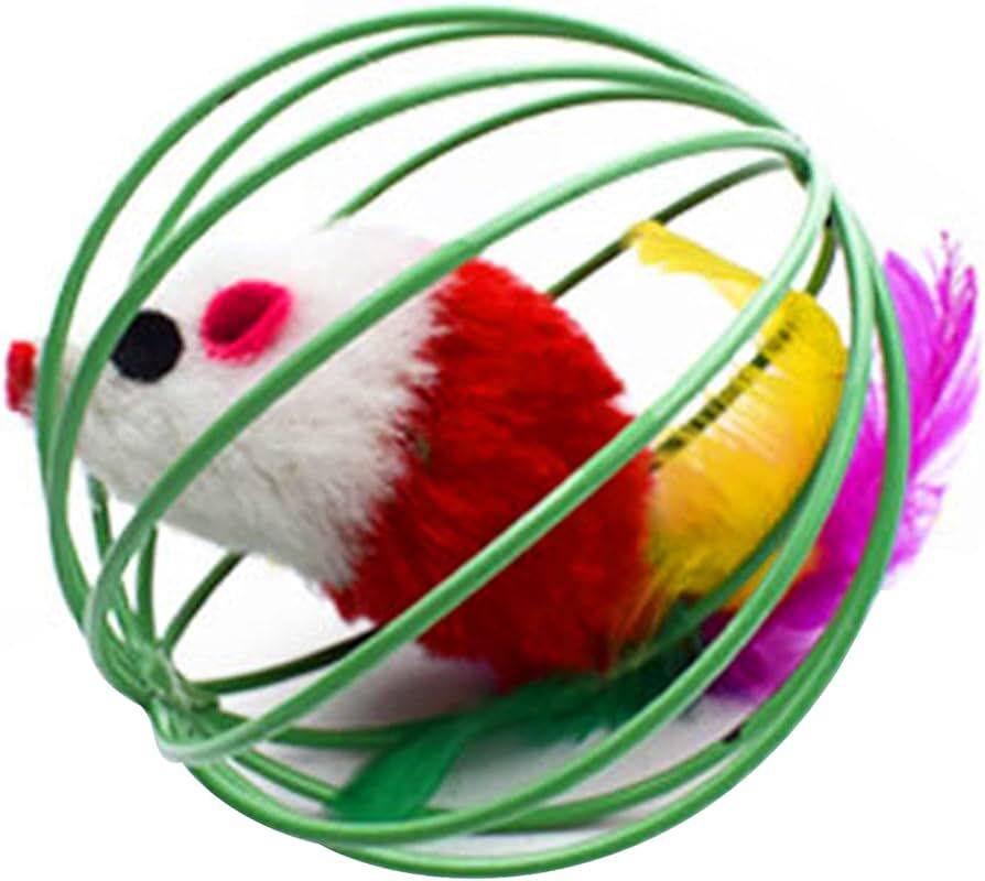 Interactive Cat Teaser Toy Colorful Mouse in Metal Cage TRENDYPET'S ZONE