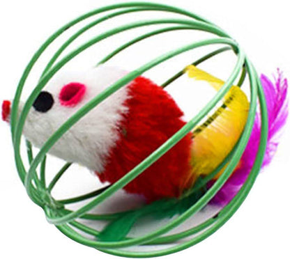 Interactive Cat Teaser Toy Colorful Mouse in Metal Cage TRENDYPET'S ZONE