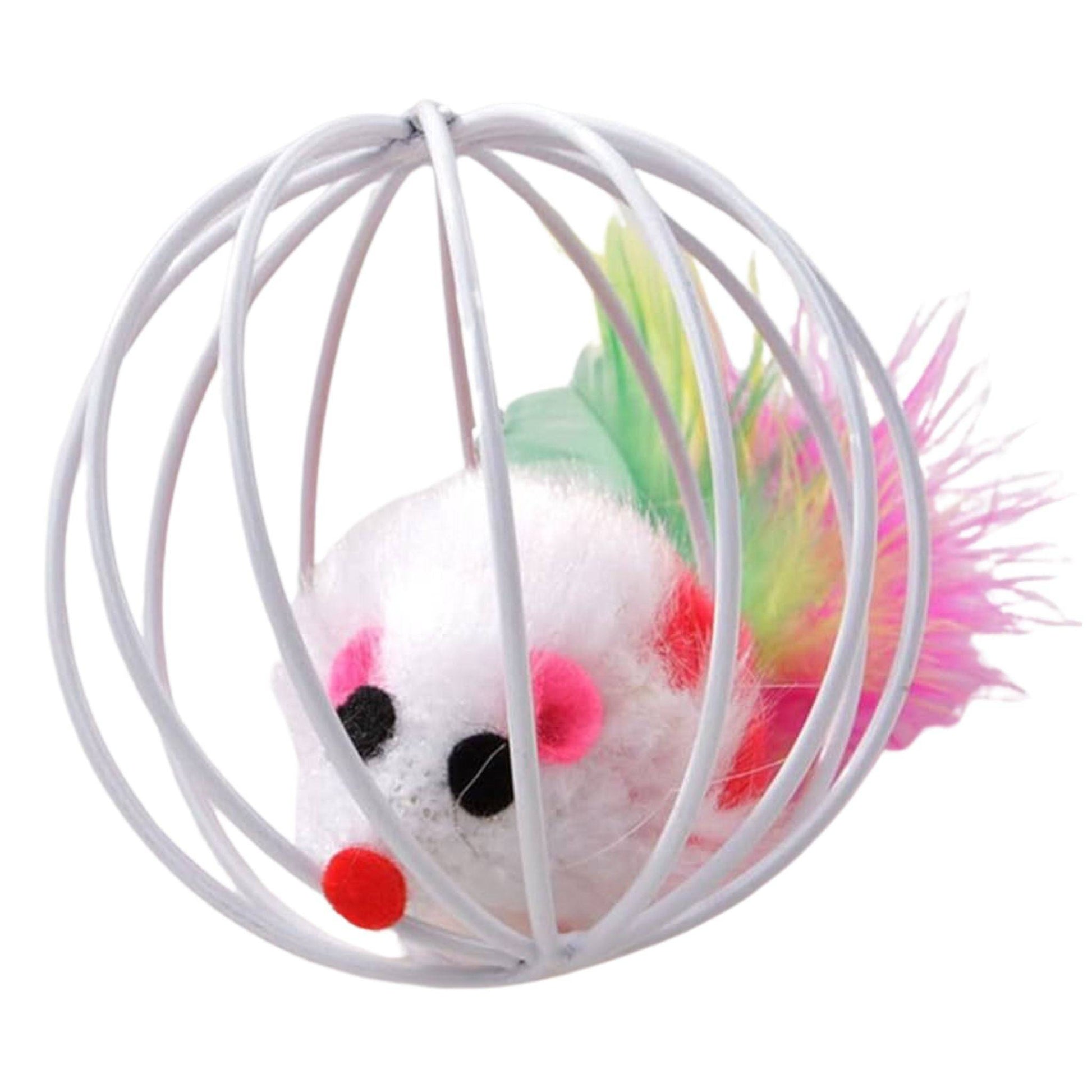 Interactive Cat Teaser Toy Colorful Mouse in Metal Cage TRENDYPET'S ZONE