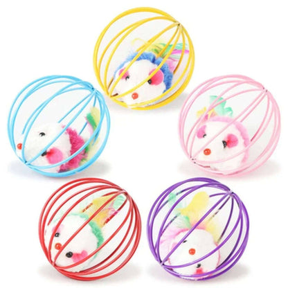 Interactive Cat Teaser Toy Colorful Mouse in Metal Cage TRENDYPET'S ZONE