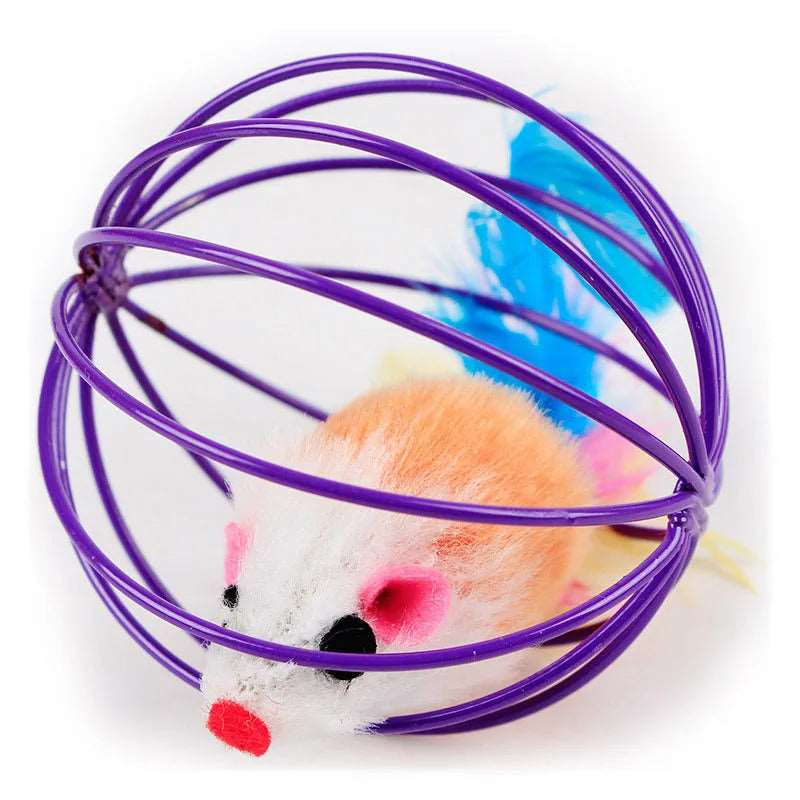 Interactive Cat Teaser Toy Colorful Mouse in Metal Cage TRENDYPET'S ZONE