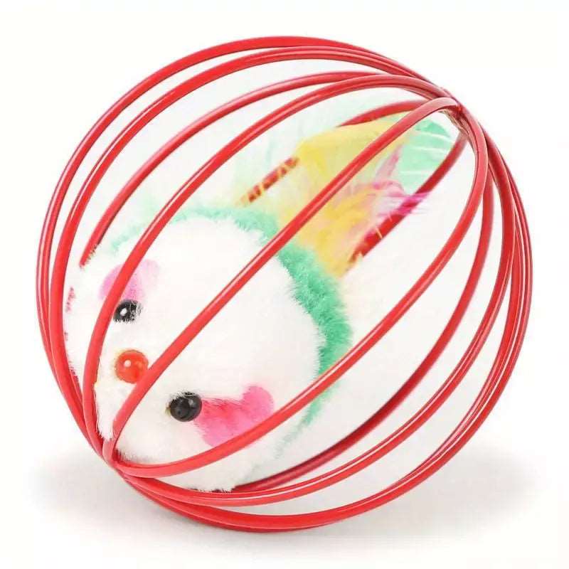 Interactive Cat Teaser Toy Colorful Mouse in Metal Cage TRENDYPET'S ZONE