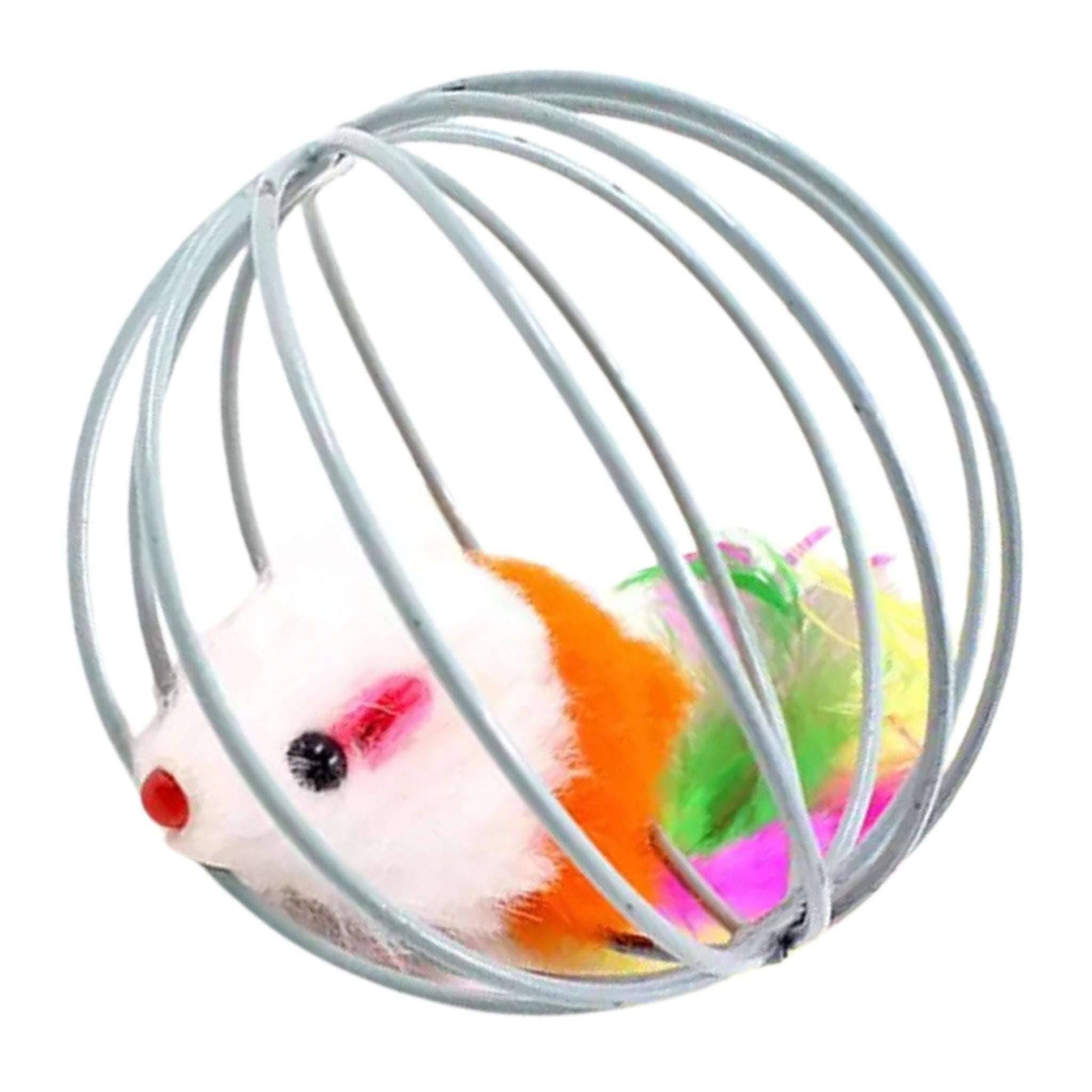 Interactive Cat Teaser Toy Colorful Mouse in Metal Cage TRENDYPET'S ZONE