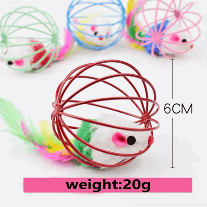 Interactive Cat Teaser Toy Colorful Mouse in Metal Cage TRENDYPET'S ZONE