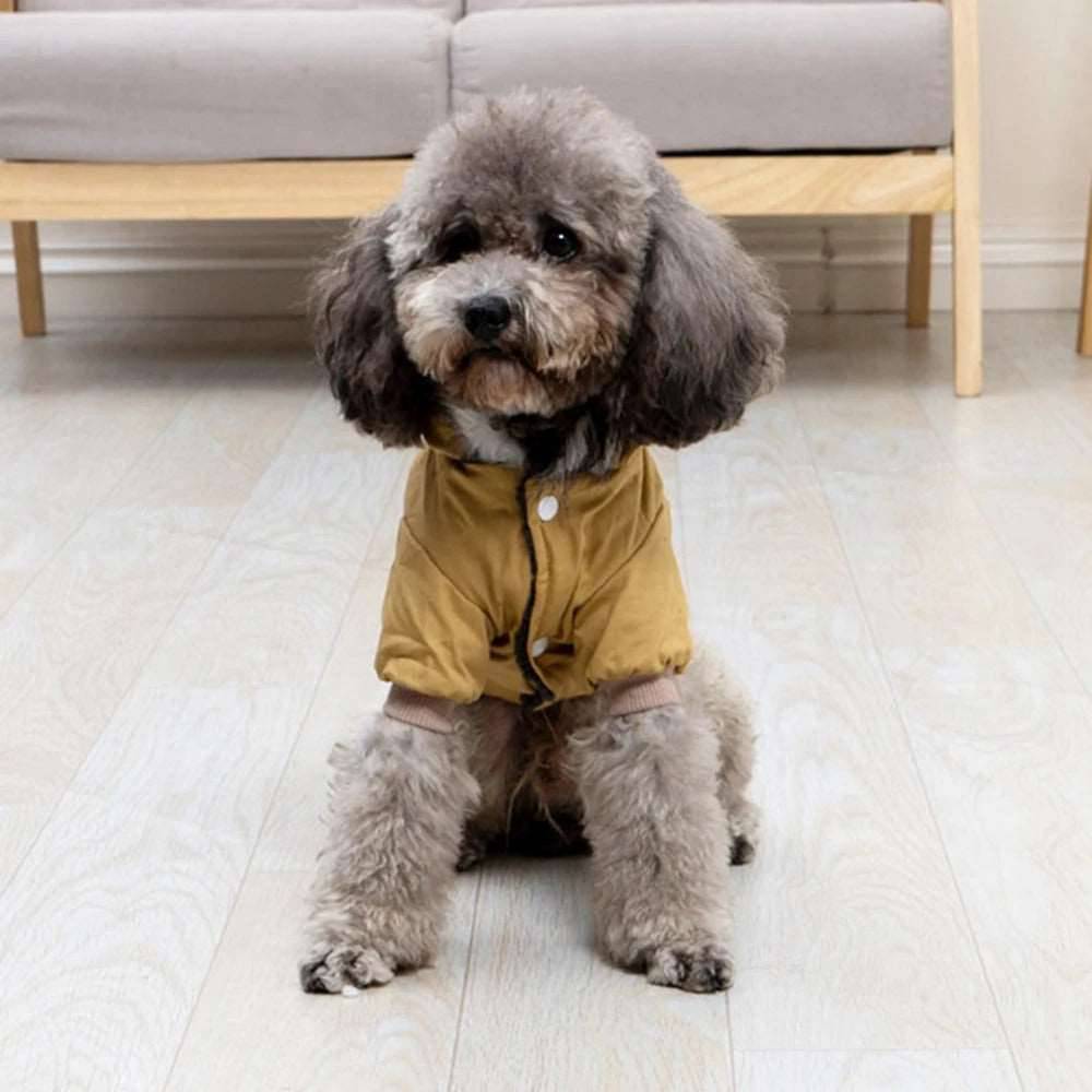 Khaki Dog Pet Winter Thickened Hiking Coat Hooded Soft And Comfortable Puppy Coat Jacket Outdoor Sports Pet Clothing TRENDYPET'S ZONE