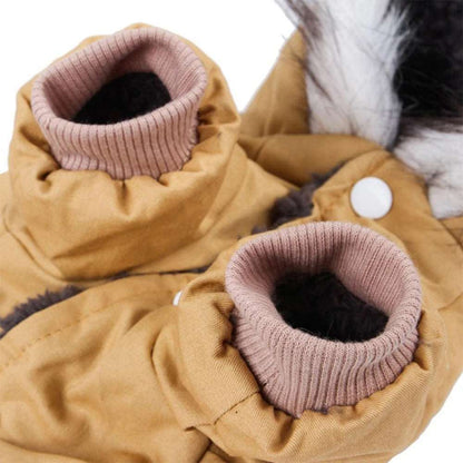 Khaki Dog Pet Winter Thickened Hiking Coat Hooded Soft And Comfortable Puppy Coat Jacket Outdoor Sports Pet Clothing TRENDYPET'S ZONE