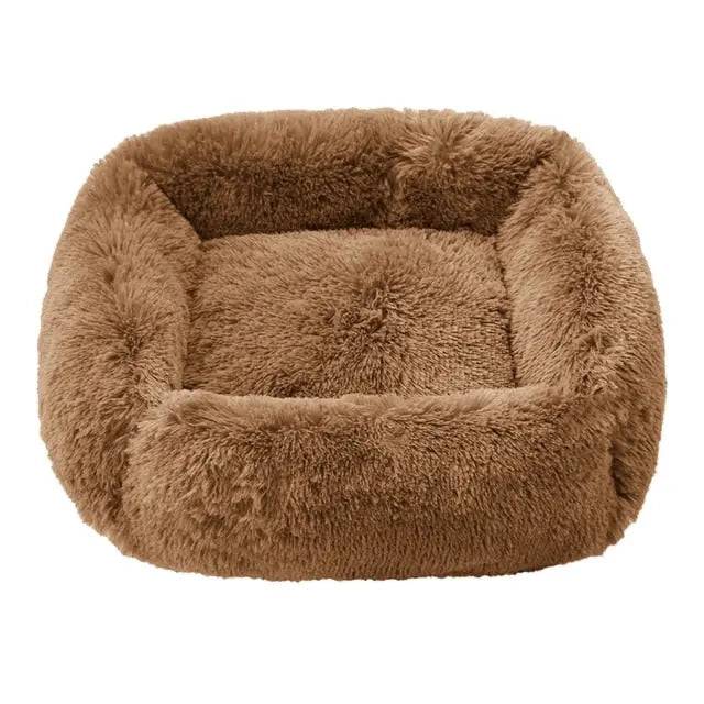 Khaki Fluffy Dog Sofa Bed Square Pet Beds Cat Mat Plush Dogs House Indoor Winter Warm Pet Sleeping Kennel For Small Medium Large Dogs - Trendypet's Zone