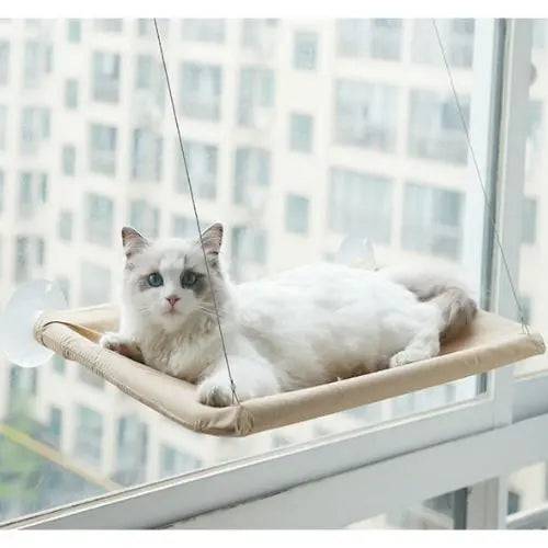 Khaki Hanging Cat Bed Pet Cat Hammock Aerial Cats Bed House Kitten Climbing Frame Sunny Window Seat Nest Bearing 20kg Pet Accessories - Trendypet's Zone