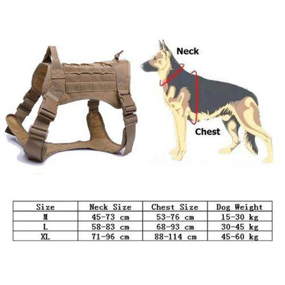 Khaki Tactical Dog Pet Vest With Bags Military Harness Leash Set TRENDYPET'S ZONE