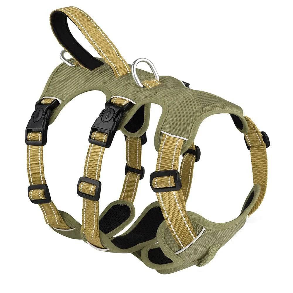 Khaki Waterproof Dog Harness Safe Buckle Padded Reflective Nylon Vest Medium Large Dog TRENDYPET'S ZONE