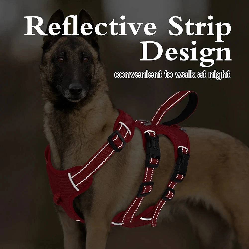 Khaki Waterproof Dog Harness Safe Buckle Padded Reflective Nylon Vest Medium Large Dog TRENDYPET'S ZONE