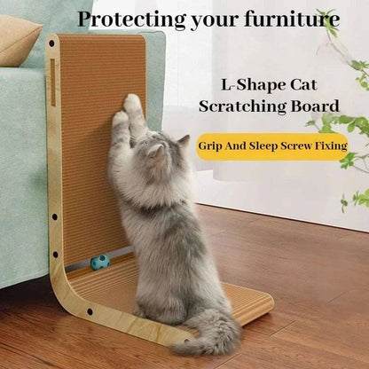 L-shape Cat Scratching Post with Catnip Wear-resistant and Scratch-resistant Board Sofa Protector Furniture Toys TRENDYPET'S ZONE