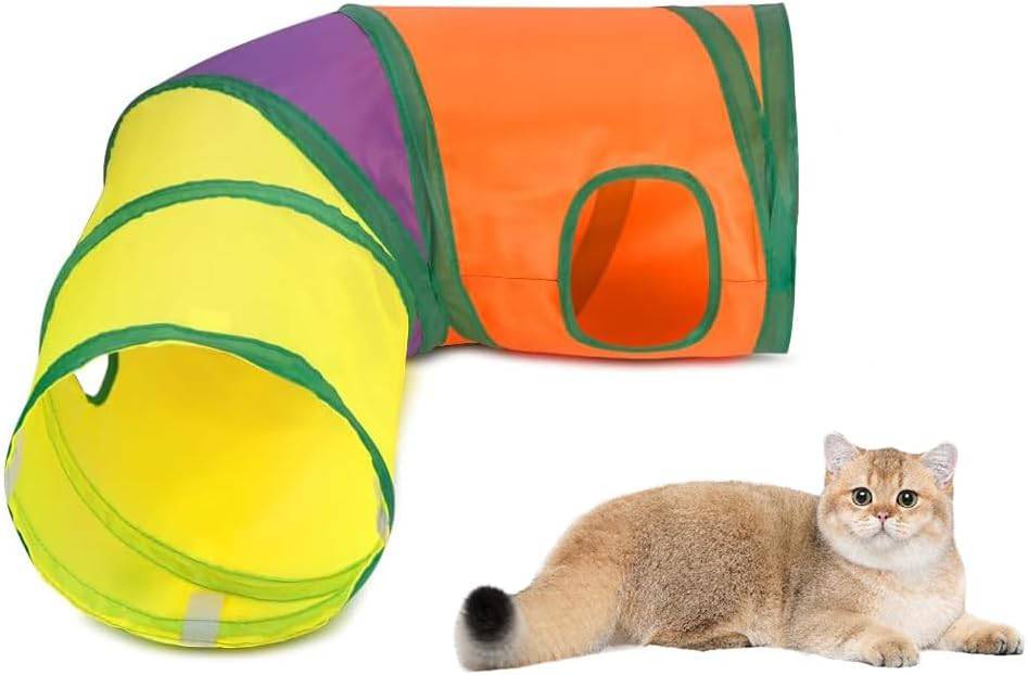 L-Shape Collapsible Cat Tunnel Tubes Interactive For Kitten Cats Springs Rainbow Toy TRENDYPET'S ZONE